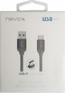 Kabel USB Nevox USB-A - USB-C 1 m Szary (1457) 2