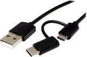 Kabel USB Roline Roline - USB Cable - Micro USB Type B, USB-C (M) to USB (M) - USB 2.0 - 1 m - Black 1