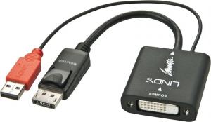 Adapter AV Lindy DVI-D - DisplayPort + USB-A czarny (38145) 1
