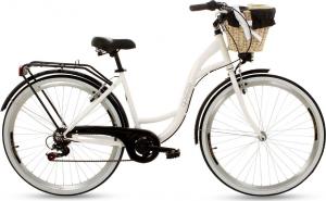 Goetze Rower miejski Mood 28" sześciobiegowy biało-czarny z metalowym koszem 1