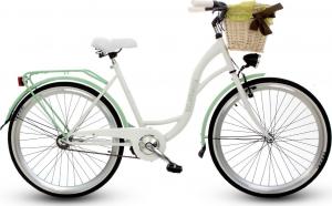Goetze Rower miejski Blueberry 26" biało-zielony z metalowym koszem 1
