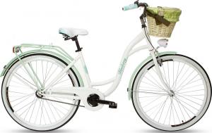 Goetze Rower miejski Blueberry 28" biało-zielony z metalowym koszem 1