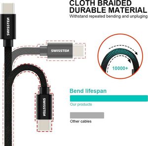 Kabel USB Swissten USB-C - USB-C 1.2 m Biały (SWI-QU-TYPC-TYPC-SI) 2