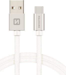 Kabel USB Swissten Universalus kabelis Swissten Textile USB-C 3.1, 1.2 m, sidabrinės spalvos 1
