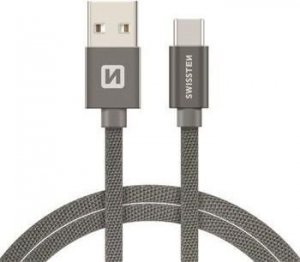 Kabel USB Swissten USB-A - USB-C 1.2 m Szary (SW-QU-TYPC-3.1-1.2m-GR) 1