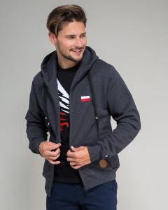 Surge Polonia Bluza patriotyczna z kapturem Flaga Haft (CIEMNY MELANŻ) - XL 1
