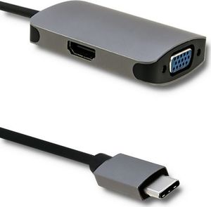Stacja/replikator Qoltec USB-C - HDMI - VGA Szary  (50380) 1