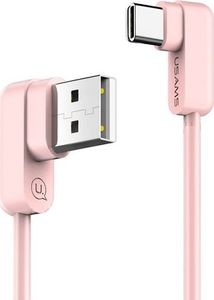 Kabel USB Usams Kabel kątowy U-flow 2A USB-C 1,2m różowy US-SJ167 -TCUSBCY03 1