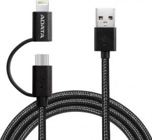 Kabel USB ADATA Micro USB/Lightning 2.0 Cable Black 1