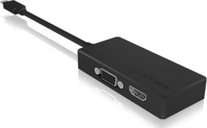 Adapter USB Icy Box IB-DK2103-C USB-C - HDMI - VGA Czarny  (IB-DK2103-C) 1