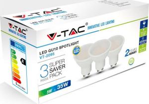 V-TAC V-TAC Żarówka punktowa x 3 zestaw LED VT-2095 GU10 50x57mm 5Wat 6400K 400lm IP20 1