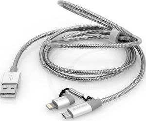 Kabel USB Verbatim USB-A - microUSB + Lightning 1 m Szary (48869) 7