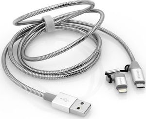 Kabel USB Verbatim USB-A - microUSB + Lightning 1 m Szary (48869) 8
