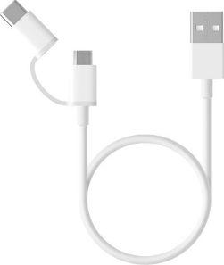 Kabel USB Xiaomi USB-A - microUSB + USB-C 0.3 m Biały (15304) 1