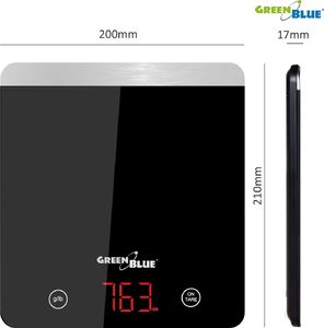 Waga kuchenna GreenBlue GreenBlue GB171 Waga kuchenna cyfrowa LED czarna min 1g max 5000g 7