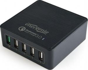 Ładowarka Energenie Gembird sieciowa ładowarka 230V -> Quick Charge 3.0, 5x USB, czarna 3