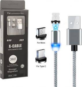 Kabel USB Prolink USB-A - microUSB + USB-C Szary (023344) 2