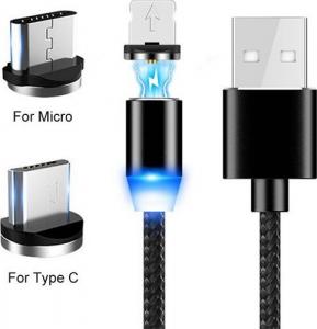 Kabel USB Prolink USB-A - USB-C + microUSB + Lightning Czarny (023343) 1
