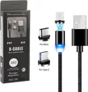 Kabel USB Prolink USB-A - USB-C + microUSB + Lightning Czarny (023343) 2