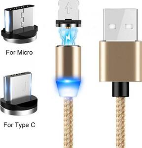 Kabel USB Prolink USB-A - USB-C + microUSB + Lightning 1 m Złoty (023342) 1