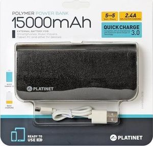 Powerbank Platinet Leather 15000 mAh Czarny 4