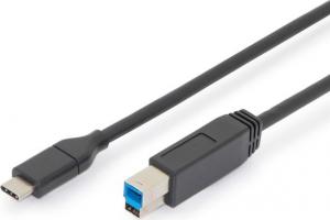 Kabel USB Digitus USB-C - USB-B 1.8 m Czarny (AK-300149-018-S) 1
