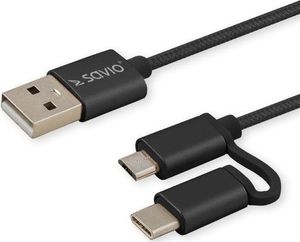 Kabel USB Savio USB-A - 1 m Czarny (CL-128) 1