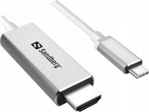 Kabel USB Sandberg USB-C - HDMI 2 m Srebrny (136-21) 1