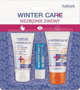 FLOSLEK Floslek Winter Care Zestaw prezentowy Niezbędnik Zimowy (krem do rąk 30ml+krem do twarzy SPF50 30ml+pomadka ochronna) 1
