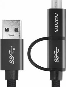 Kabel USB ADATA USB A 2.0, 2v1, microUSB + USB-C, 100cm 1