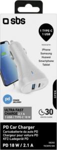 Ładowarka SBS Mobile 1x USB-A 1x USB-C 2.1 A  (TECRPD18W) 2
