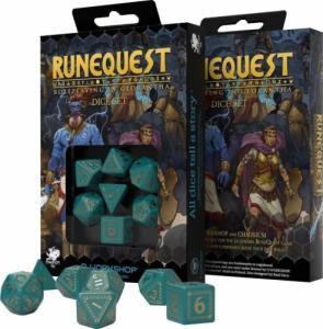 Q-Workshop Komplet kości RuneQuest RPG: Turkusowo-złoty 1