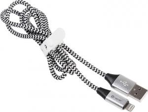 Kabel USB Tracer USB-A - Lightning 1 m Srebrny (TRAKBK46268) 1