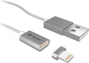 Kabel USB Tracer USB-A - Lightning 1 m Srebrny (TRAKBK46275) 1