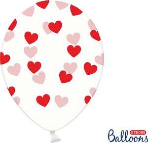 Balionai, skaidrūs su raudonomis širdelėmis (6 vnt./30 cm) 1