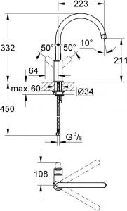 Bateria kuchenna Grohe Start Edge stojąca chrom (31369000) 2