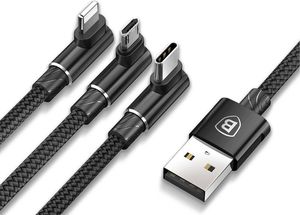 Kabel USB Baseus USB-A - USB-C + microUSB + Lightning 1.2 m Czarny (b_20230531113323) 1