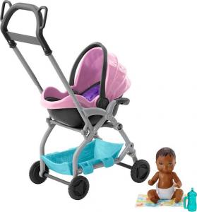 Lalka Barbie Mattel Barbie. Skipper® BABYSITTERS akcesoria spacerowe wózek z wyjmowanym nosidełkiem (FXG95) 1