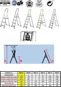 Krause Corda Drabina wolnostojąca jednostronna aluminiowa 3 stopniowa (000712) 2