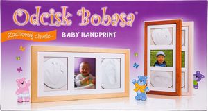 Baby HandPrint potrójna ramka z glinką biała 2
