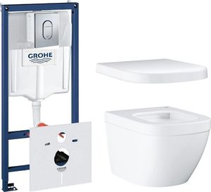 Zestaw podtynkowy Grohe WC komplektas Grohe EuroCeramic: potinkinis rėmas + klozetas + mygtukas + lėtai nusileidžiantis dangtis 39536000 1