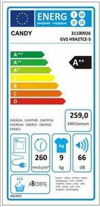 Suszarka do ubrań Candy GVS H9A2TCE-S 5