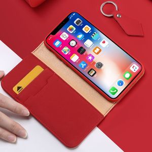 Dux Ducis Wish skórzane etui pokrowiec ze skóry naturalnej iPhone XS / X czerwony uniwersalny 7