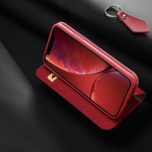 Dux Ducis Wish skórzane etui pokrowiec ze skóry naturalnej iPhone XR czerwony uniwersalny 17