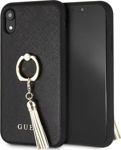 Guess Guess GUHCI61RSSABK iPhone Xr black/czarny hard case Saffiano with ring stand uniwersalny 1