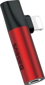 Adapter USB Baseus L43 Lightning - Jack 3.5mm + Lightning Czerwony  (BRA007006) 1