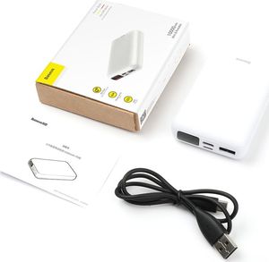 Powerbank Baseus Baseus Mini S Digital Display kompaktowy power bank 10000 mAh USB + USB-C + Lightning biały (PPALL-XF02) uniwersalny 13