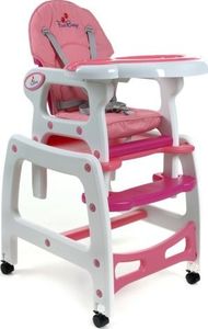 FUN BABY Krzesełko do karmienia dzieci 5 w 1 stolik, krzesełko, bujak + kółka - biało-różowe universal 1