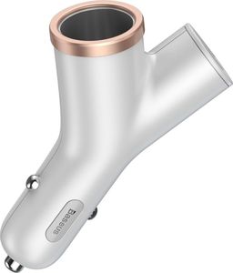 Ładowarka Baseus Baseus Y Type Car Charger ładowarka samochodowa 2x USB + gniazdo zapalniczki 3.4A biały (CCALL-YX02) uniwersalny 5