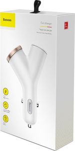 Ładowarka Baseus Baseus Y Type Car Charger ładowarka samochodowa 2x USB + gniazdo zapalniczki 3.4A biały (CCALL-YX02) uniwersalny 9